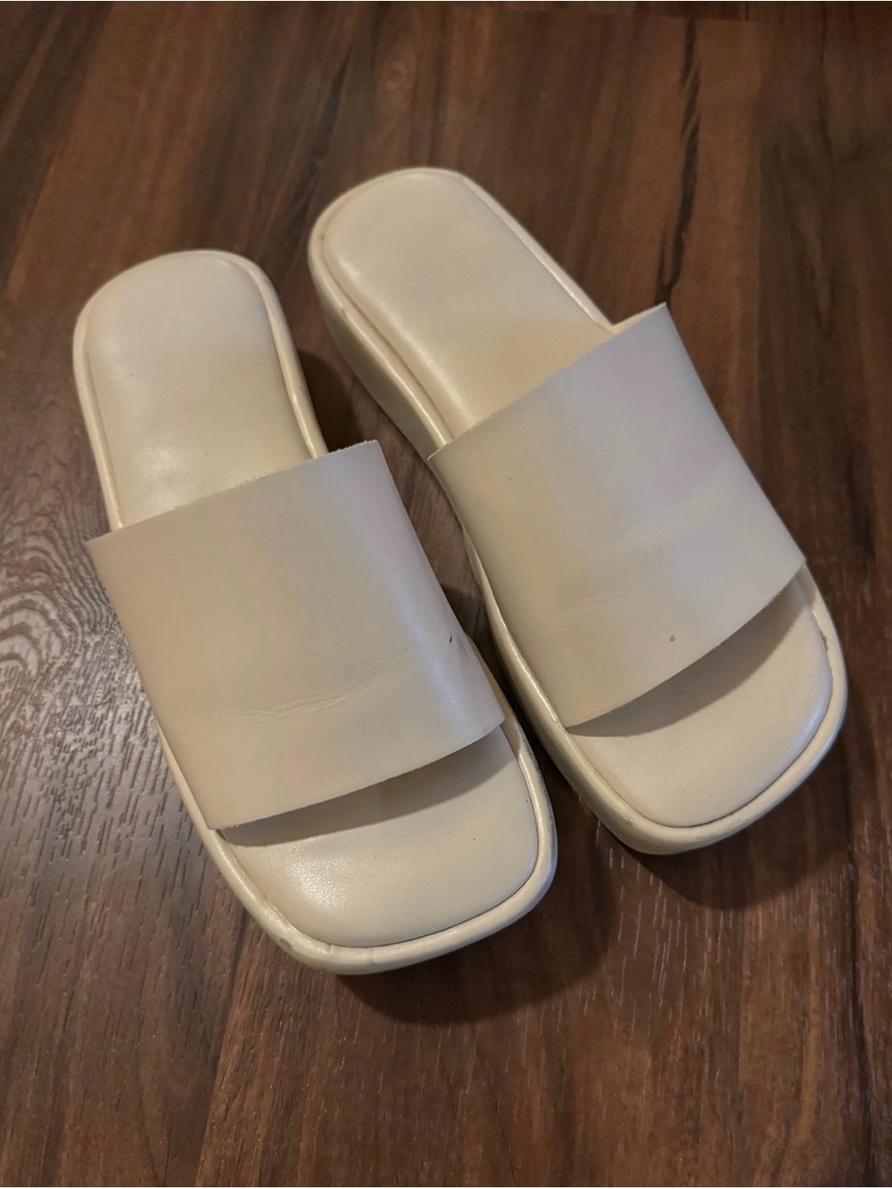 Cream Platform Sandals - 6.5